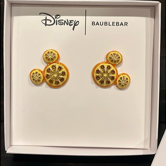 Disney / BAUBLEBAR Orange Mickey Earrings NIB - Picture 1 of 2
